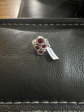 Brighton Sterling Silver Ring with Deep Red Gem Cluster